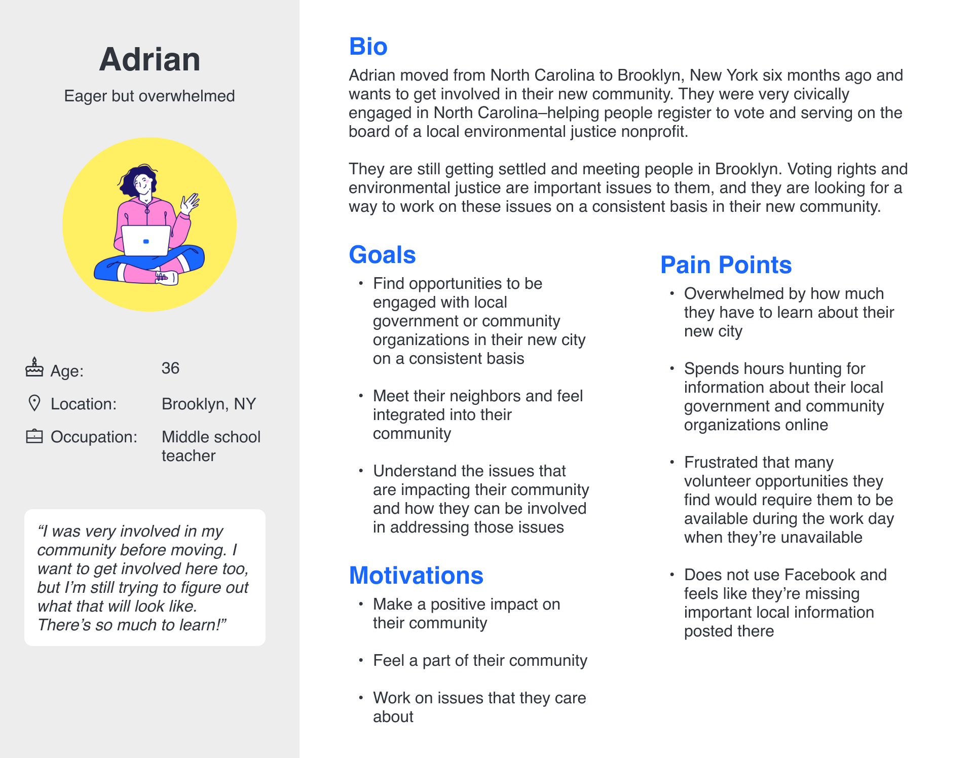 User persona for the good neighbor mobile website