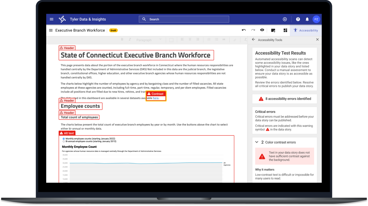 Final accessibility checker design displayed on laptop screen